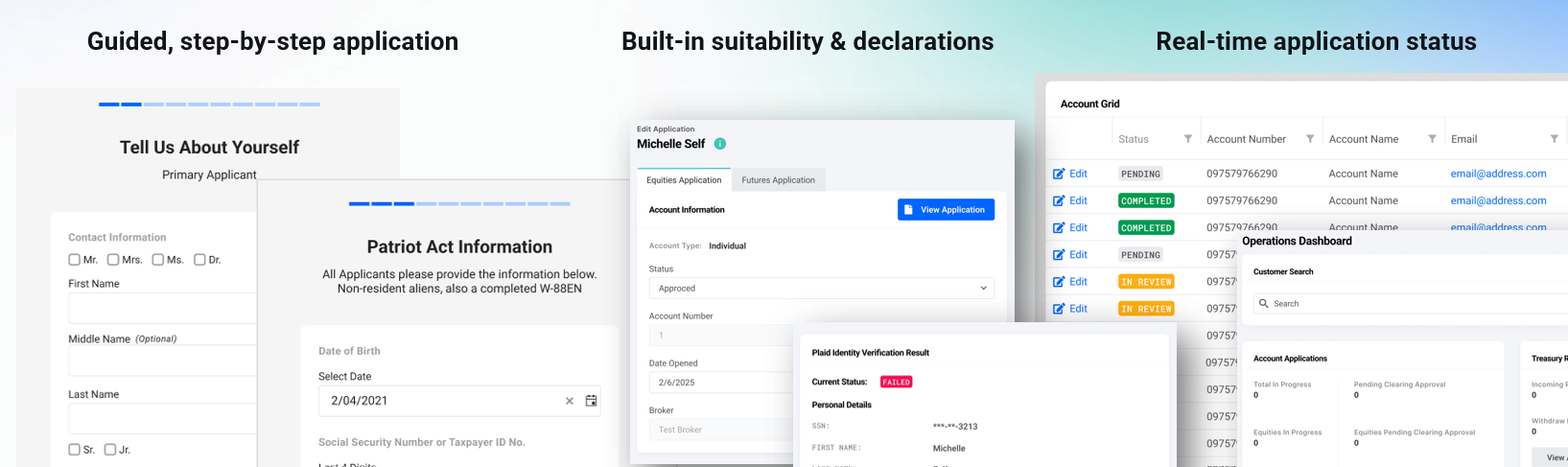 Corix screens: guided step-by-step application, built-in suitability and declarations, and real-time application status