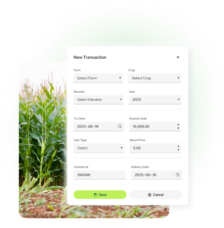 Grain Tracker transaction entry