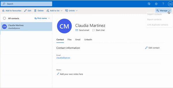 Managing Contacts in Outlook